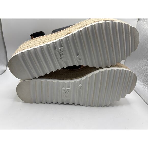 Crown Vintage Daylen Black Suede Espadrille Wedge Sandals - Picture 5 of 5